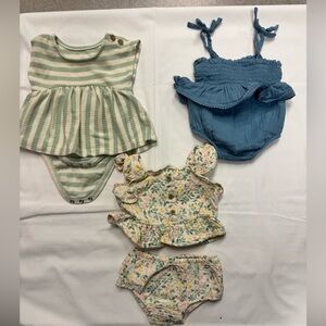 Cloud Island Kids Matching Sets - Green Stripe and Blue Floral